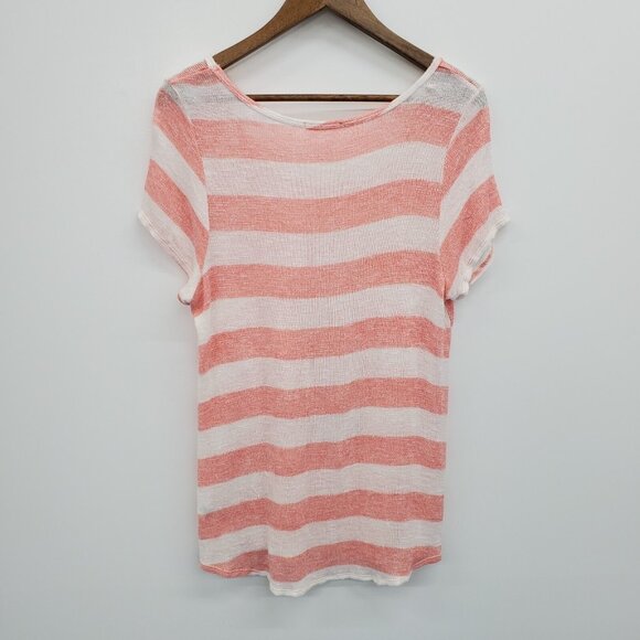 Maurices 1X 14/16 Plus Pink White Striped Nautical Anchor Graphic Tee Stretch - Picture 5 of 16